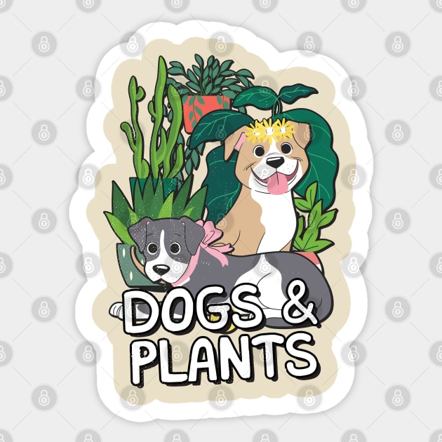 cute dogs and plants Sticker by ArtStopCreative